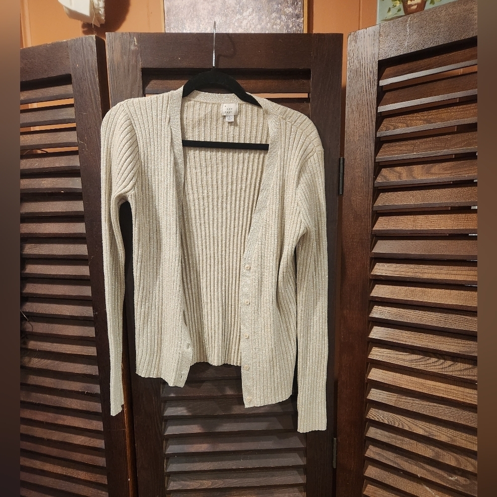 a new day Women's Light Tan Ribbed Cardigan